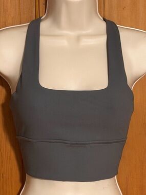Strong Physiquez Square-Neck Longline Sports Bra in Charcoal - Medium